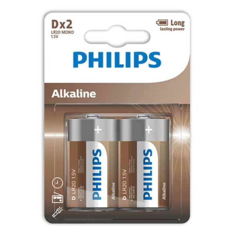 Bateria D LR20 alkaliczna, niezawodne zasilanie i długi okres przechowywania PHILIPS