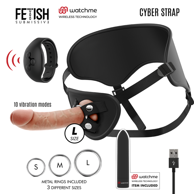 FETISH SUBMISSIVE Cyber Strap zestaw strap-on z wibratorem Bullet