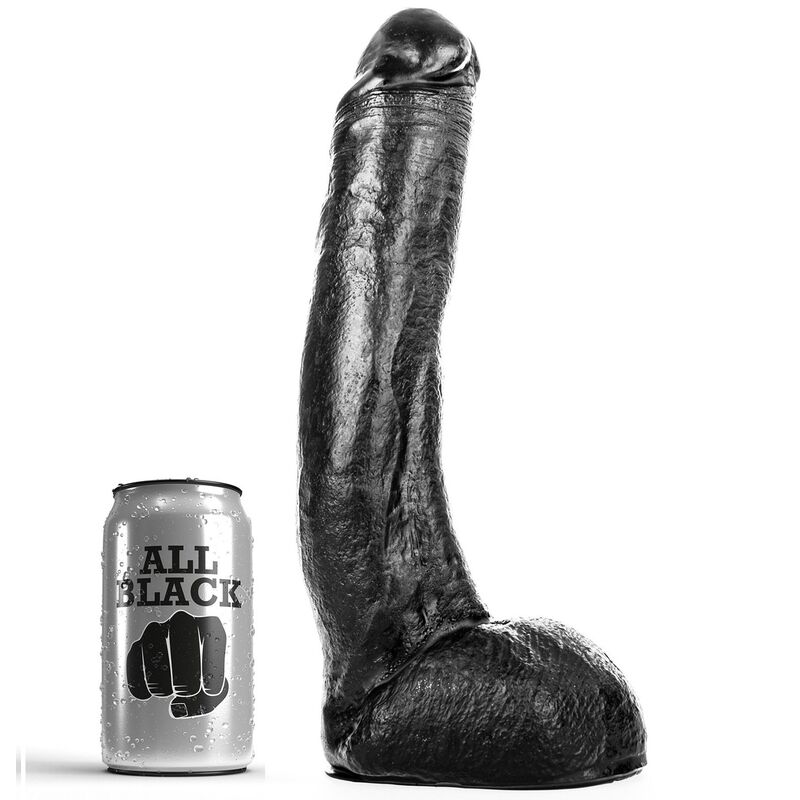 Zakrzywiony dildo ALL BLACK, 29 cm