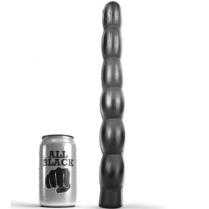 Żebrowany dildo analny ALL BLACK, 32 cm