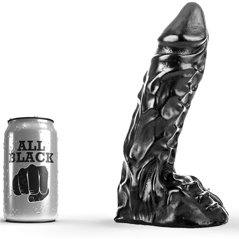 Dildo ALL BLACK 23 cm z wyraźnymi detalami