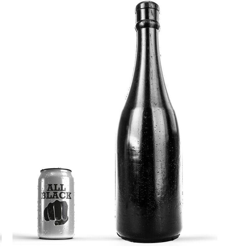 Korek analny ALL BLACK w kształcie butelki szampana, 39,5 cm