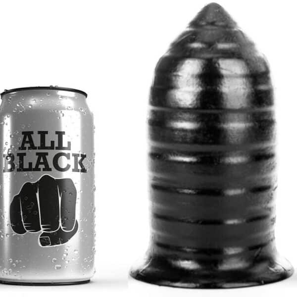 Korek analny ALL BLACK z żebrowaną powierzchnią, 16 cm