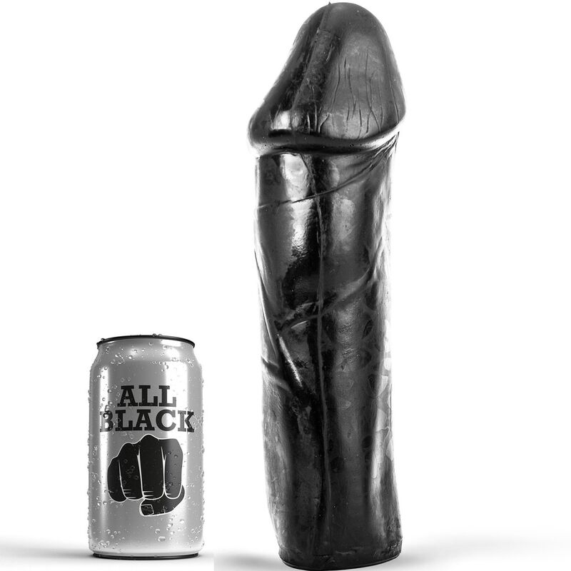 Czarny dildo ALL BLACK bez jąder, 28 cm