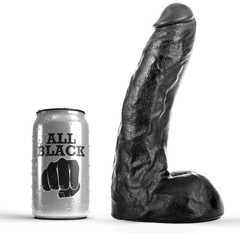 Dildo ALL BLACK z PVC, 22 cm