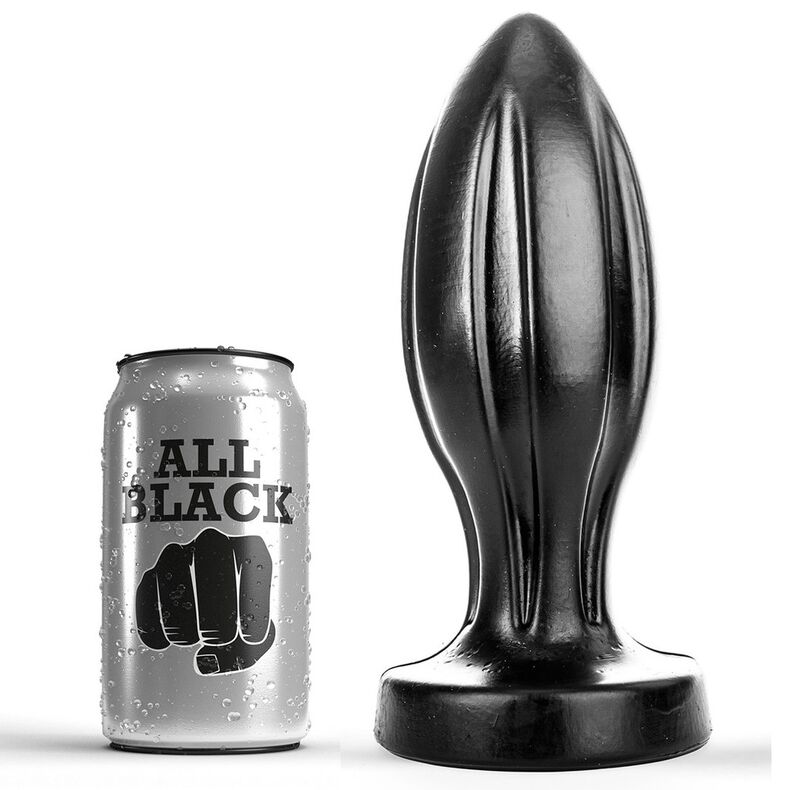 ALL BLACK korek analny z rowkami, 21 cm