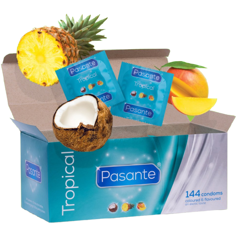 Prezerwatywy smakowe Pasante Tropical, 144 sztuki