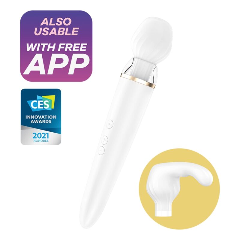 Wibrator Satisfyer Double Wander sterowany aplikacją, biały