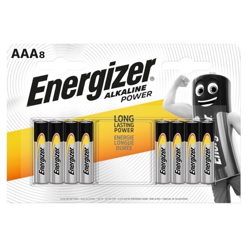 Baterie alkaliczne AAA, zestaw 8 sztuk, do codziennego użytku i urządzeń, długa żywotność ENERGIZER
