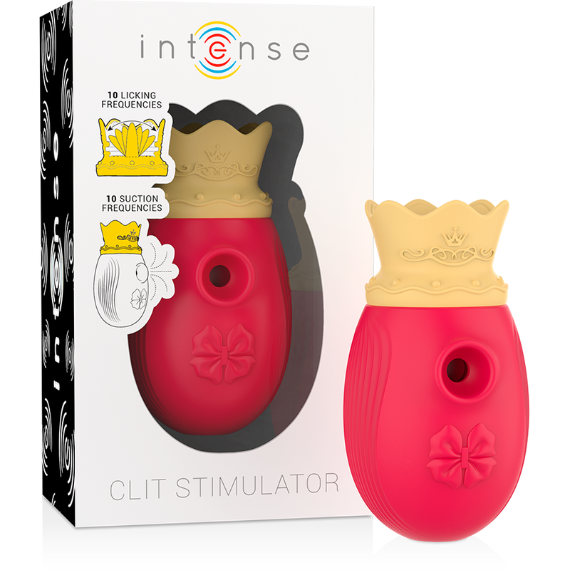 Stymulator falami ciśnienia INTENSE, 10 trybów ssania i 10 trybów lizania, czerwony