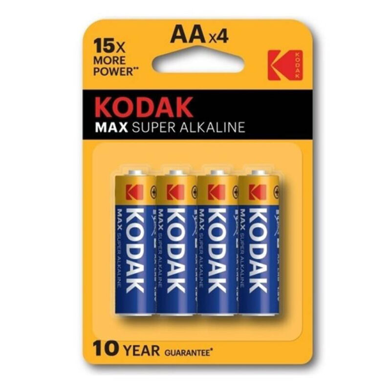 Baterie alkaliczne AA LR6 o dużej pojemności, długotrwałe, 4 sztuki KODAK