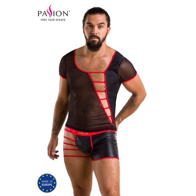 PASSION MEN 055 Męski zestaw bielizny erotycznej, czarny, L/XL