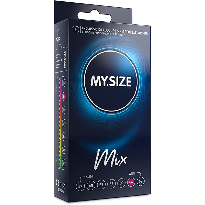 Duże prezerwatywy MY.SIZE MIX 64 mm, 10 sztuk