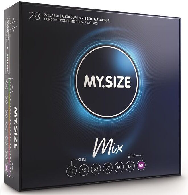 Prezerwatywy MY.SIZE Mix w dużym rozmiarze, 69 mm, 28 sztuk