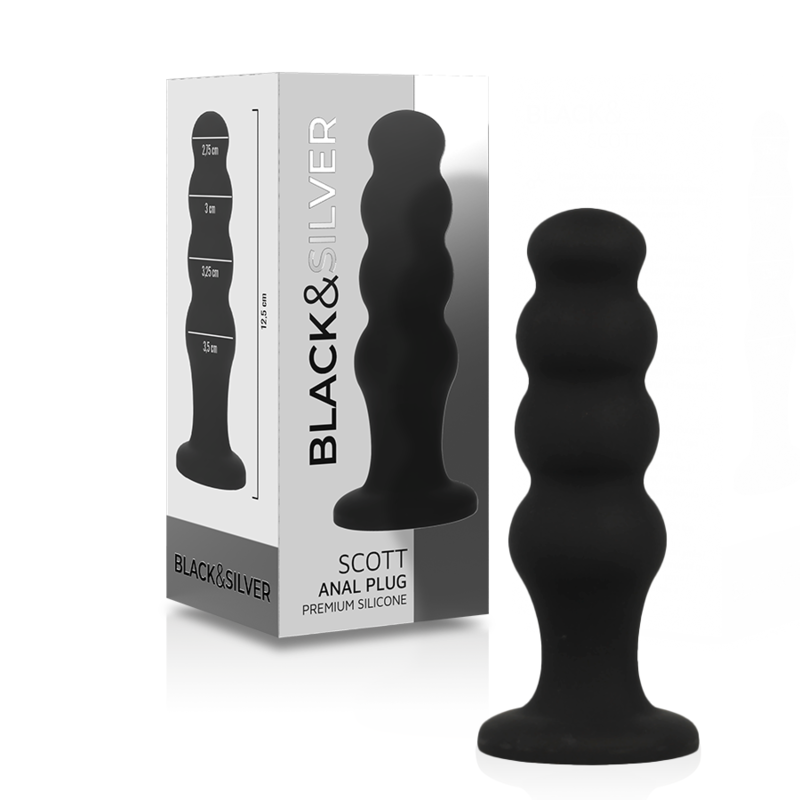 Silikonowy korek analny z kulistą strukturą do delikatnego treningu rozciągającego BLACKSILVER
