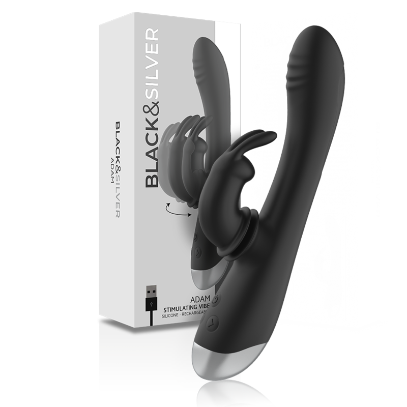 Wibrator króliczek z podwójną stymulacją i 10 programami, czarny BLACKSILVER