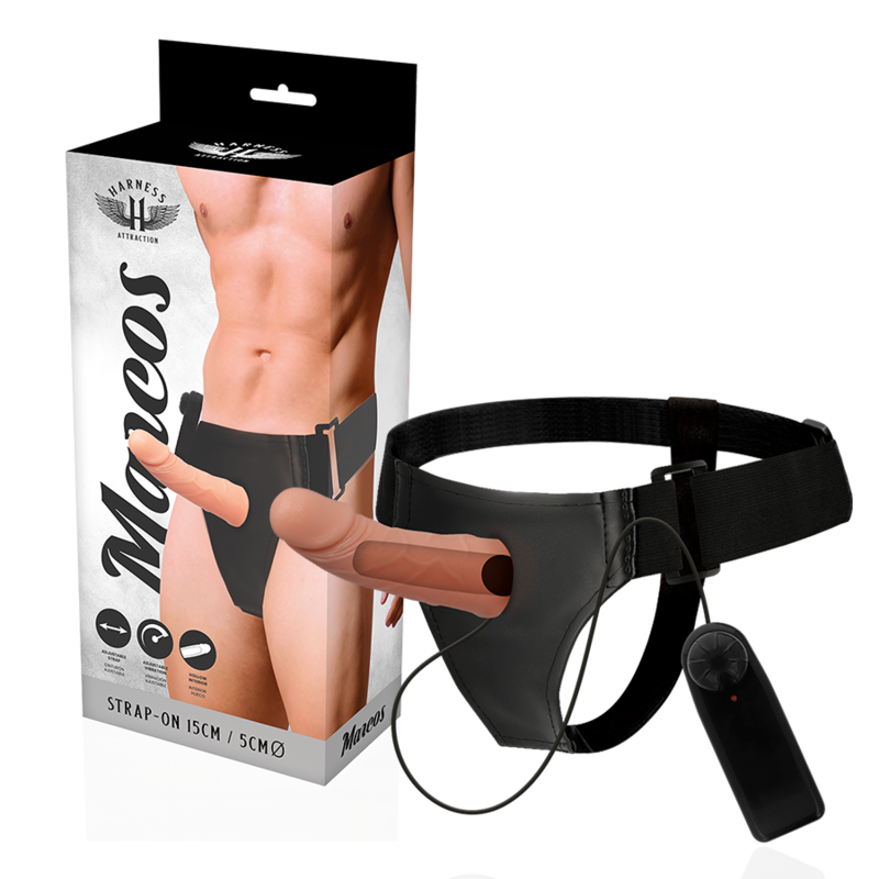 Pusty strap on Harness Attraction z wibratorem, 15 cm