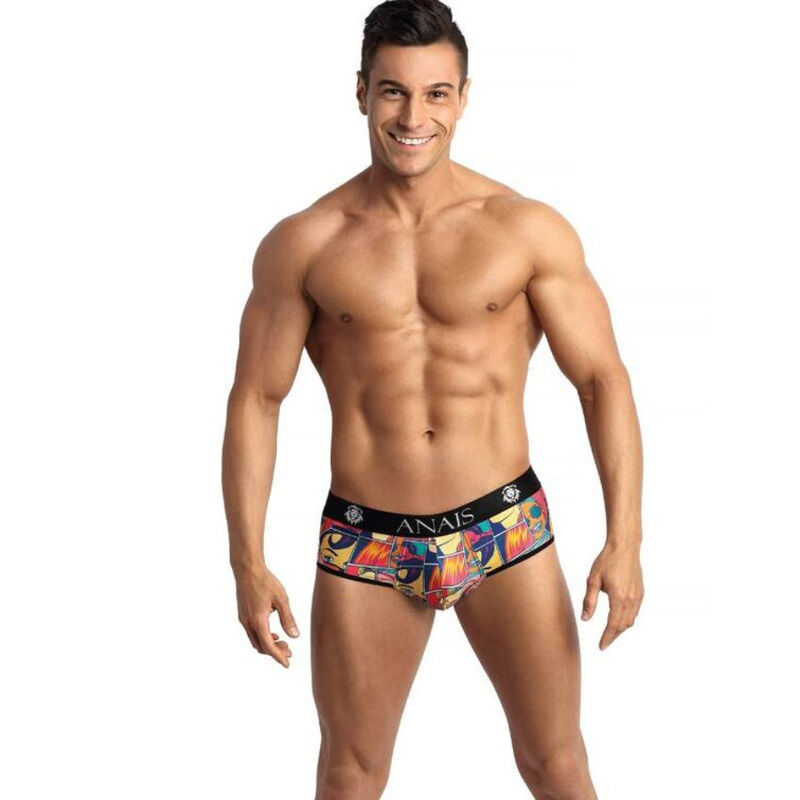 Bikini jockstrap z odkrytymi pośladkami i komiksowym nadrukiem, z elastycznego materiału ANAIS