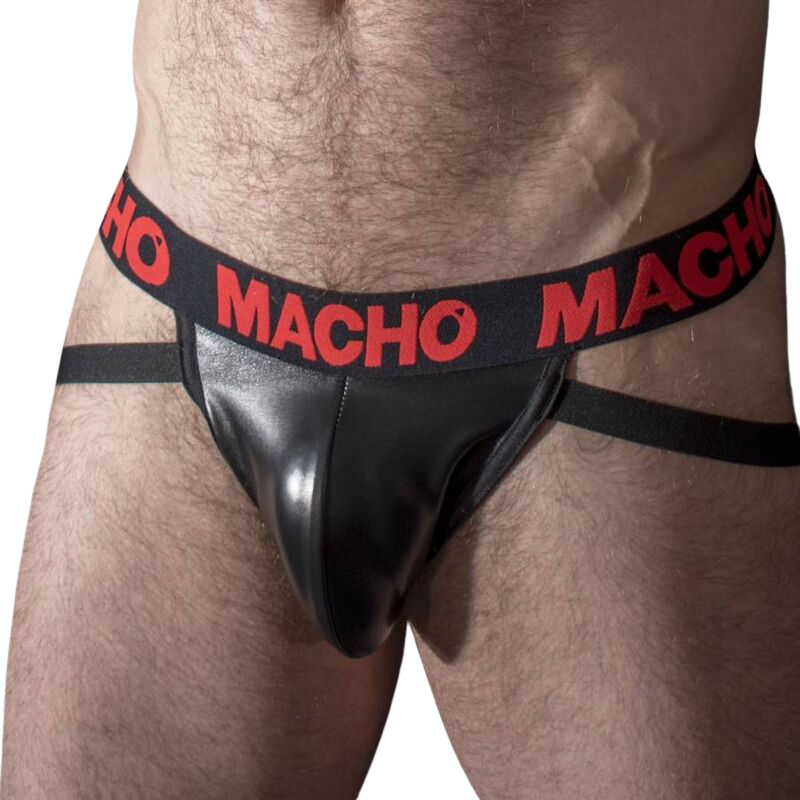 MACHO MX25RC jockstrap z czerwonej skóry ekologicznej · Rozmiar: L