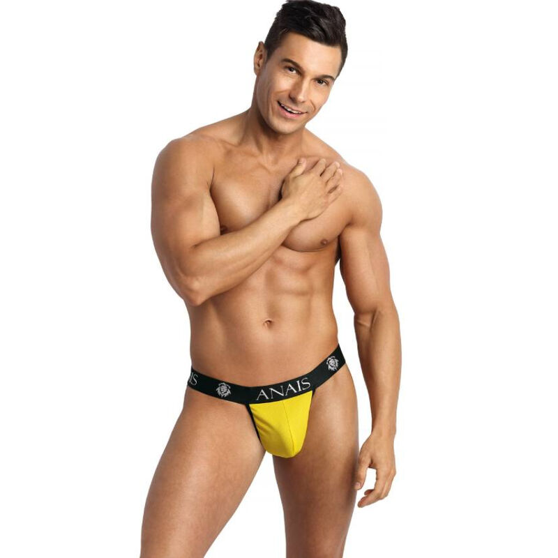 Żółty jockstrap o dopasowanym kroju z elastycznym pasem, zmysłowy wygląd ANAIS
