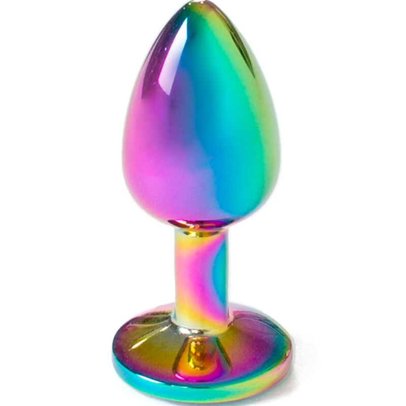 Tęczowy korek analny SECRETPLAY z aluminium, 7 cm