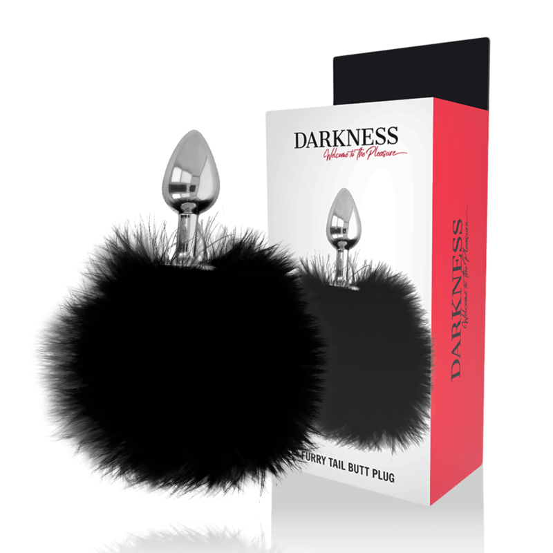 Korek analny DARKNESS z ogonem, czarny, 7 cm