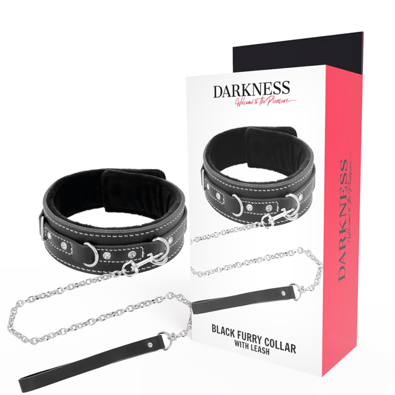 DARKNESS BONDAGE skórzana obroża BDSM ze smyczą