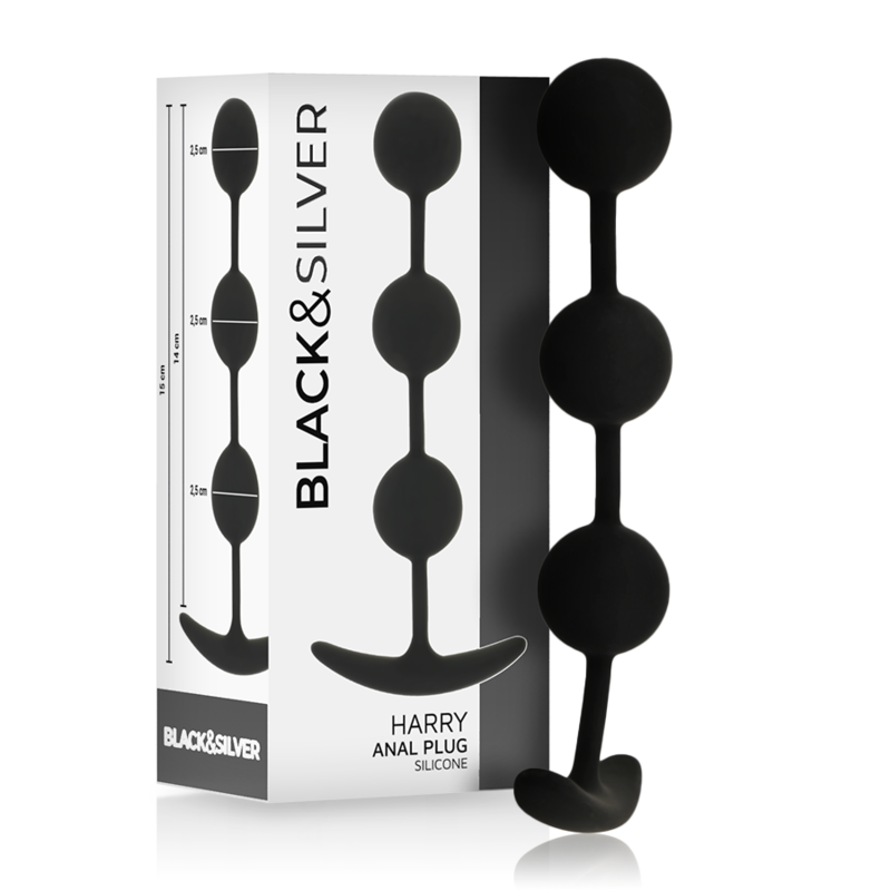 Łańcuszek analny z 3 silikonowymi kulkami do łagodnego treningu analnego BLACKSILVER