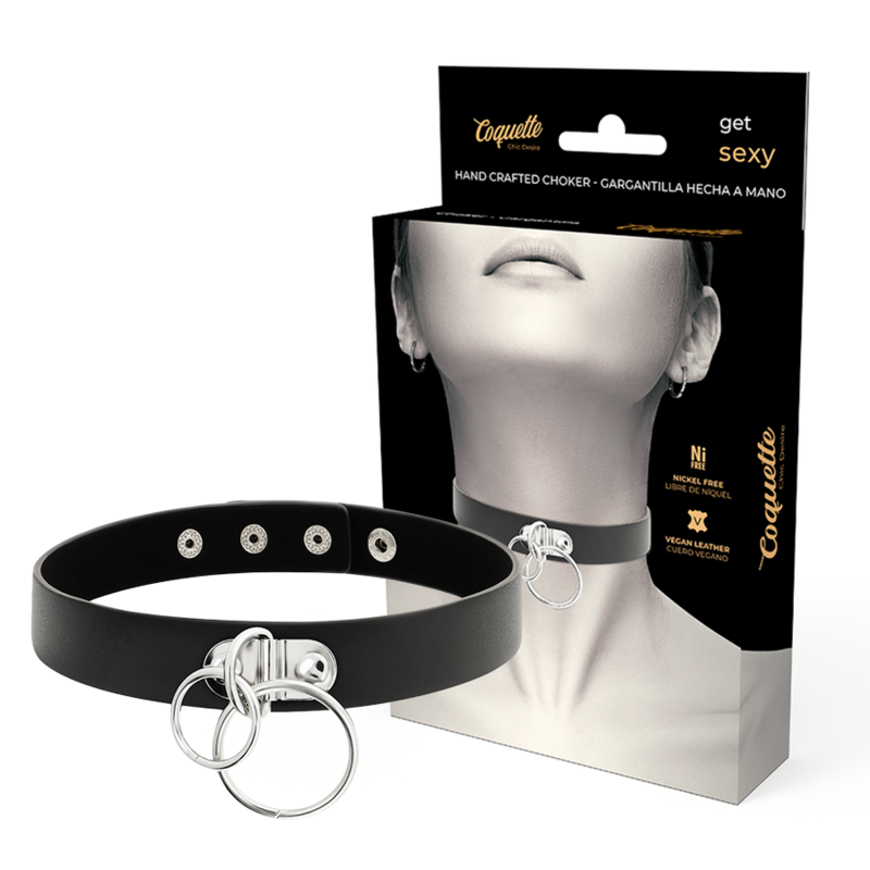 Choker BDSM Coquette Chic Desire z dwoma kółkami