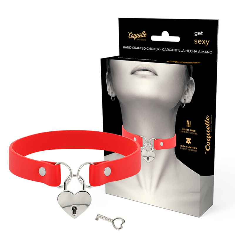 Choker BDSM Coquette Chic Desire z sercem i kluczykiem