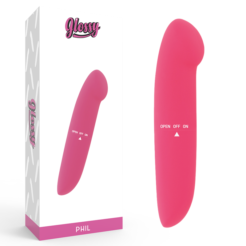 Miniwibrator GLOSSY PHIL, 13 cm, różowy