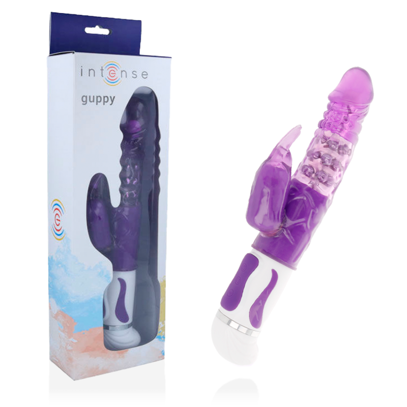 Wibrator króliczek INTENSE Guppy z rotacją, liliowy