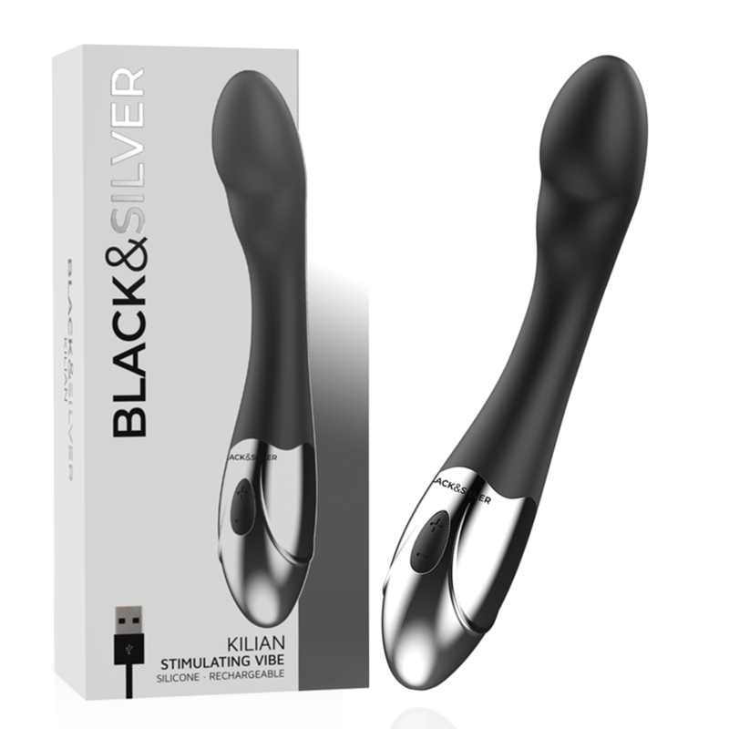 Wibrator do punktu G z bardzo mocnym silnikiem i miękkim silikonem BLACKSILVER