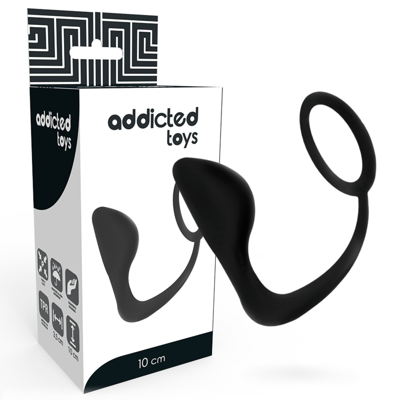 ADDICTED TOYS Korek analny z wbudowanym pierścieniem na penisa