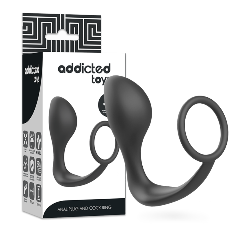ADDICTED TOYS korek analny z czarnym silikonowym pierścieniem