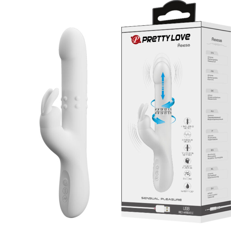 Wibrator króliczek Pretty Love Reese z rotacją i funkcją pchnięć