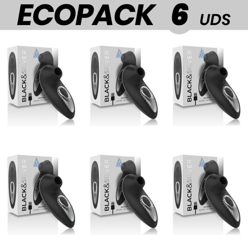 Ecopack 6 Sztuk Blacksilver Drake Deluxe Wibe Sący, Ładowany, Czarny Silikon
