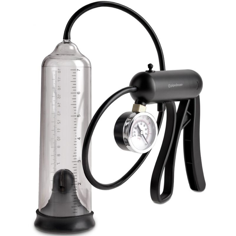 Pompka próżniowa do penisa PUMP WORX Pro Gauge z manometrem, przezroczysta