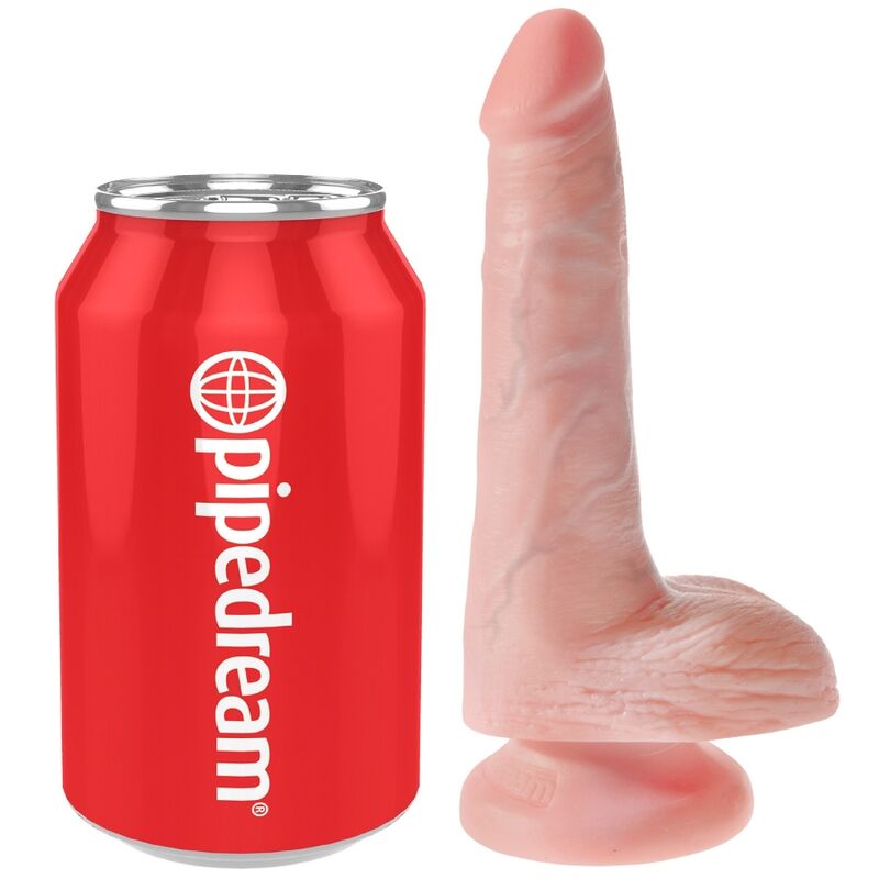 Realistyczny strap-on dildo KING COCK z jądrami, 13,5 cm
