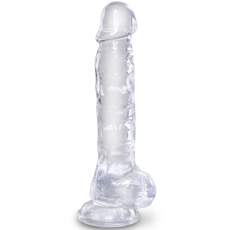 KING COCK Clear, przezroczysty dildo do uprzęży z jądrami