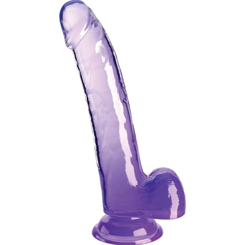 Dildo KING COCK Clear z jądrami, fioletowe