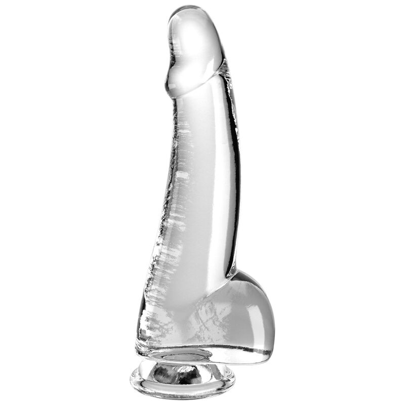 Przezroczyste dildo KING COCK Clear z jądrami, 19 cm