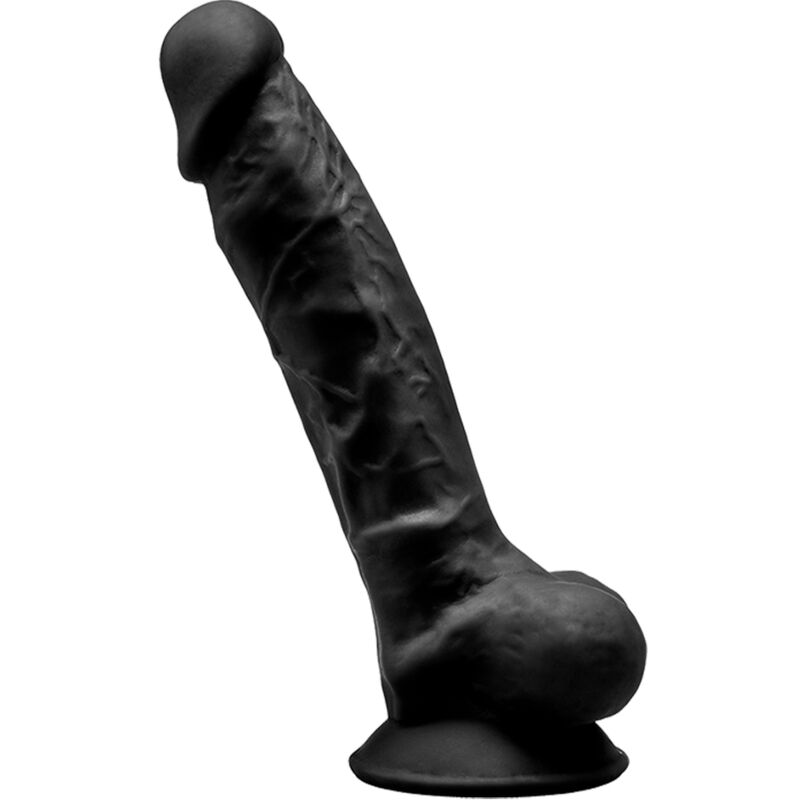 Realistyczny dildo silikonowy 17,5 cm z przyssawką, czarny SILEXD