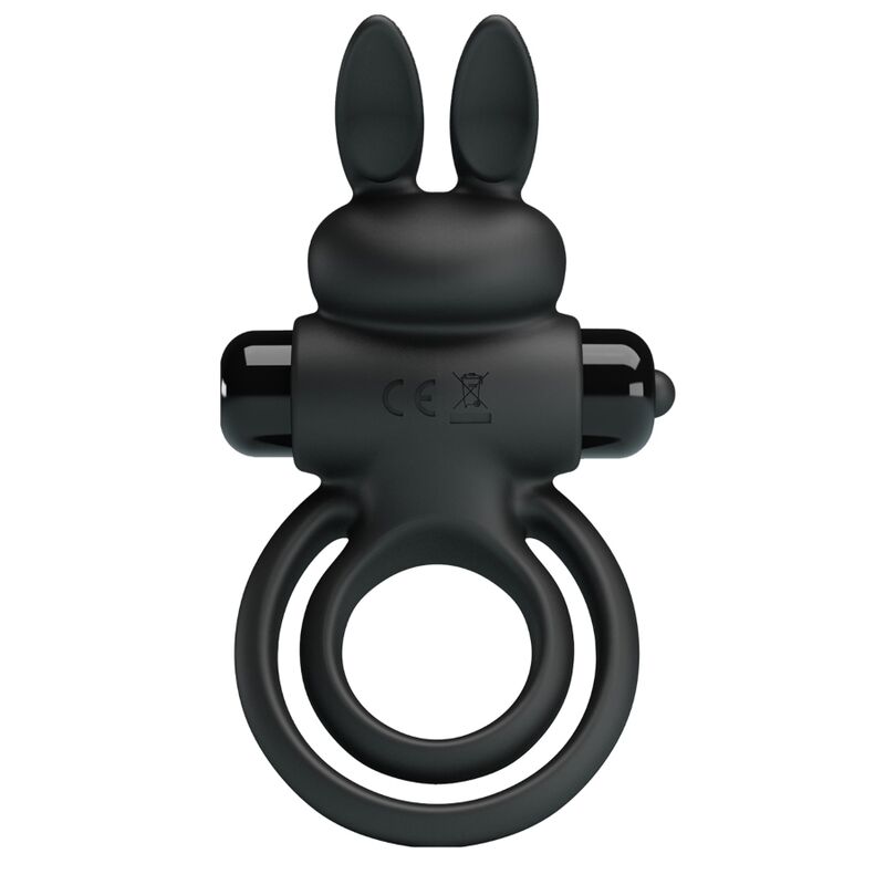 Wibrujący pierścień erekcyjny Pretty Love Rabbit Ring III, czarny