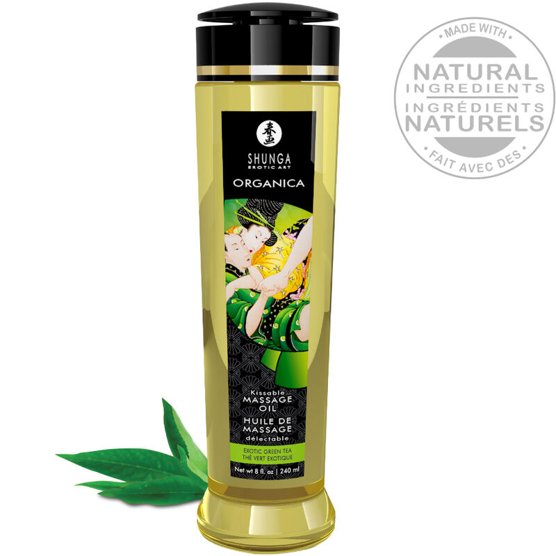 Olejek do masażu Shunga o zapachu zielonej herbaty, 240 ml