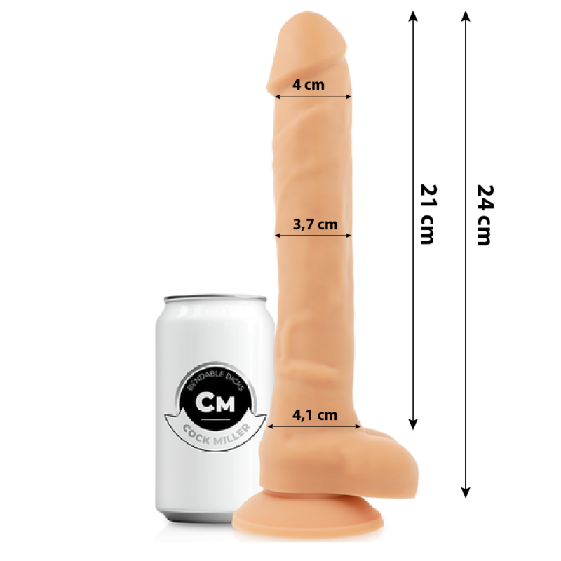 Realistyczny silikonowy dildo z podwójną gęstością, 24 cm, przegubowy COCK MILLER