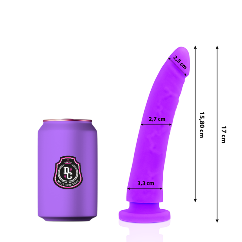 Silikonowy dildo DeltaClub, liliowy, 17 cm