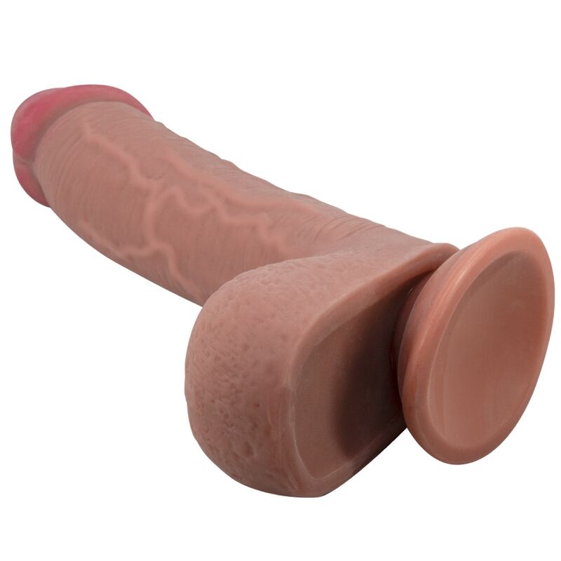 Realistyczny dildo Pretty Love Sliding Skin z przyssawką, brązowy, 23,4 cm