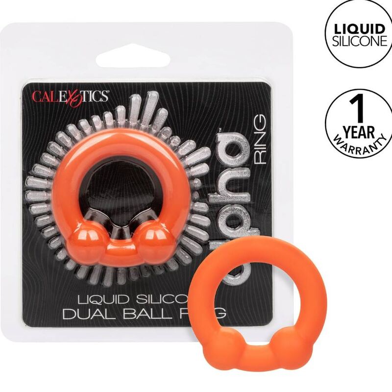 CalExotics Alpha Dual Ball pierścień na penisa bez wibracji, pomarańczowy