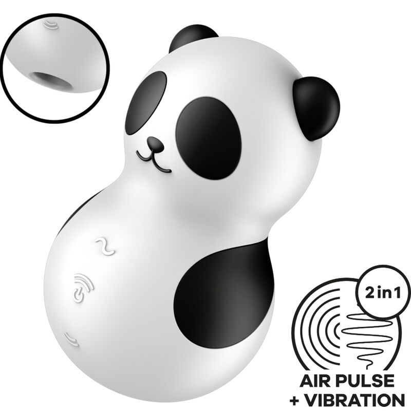 Wibrator powietrzny Satisfyer Pocket Panda w czerni i bieli